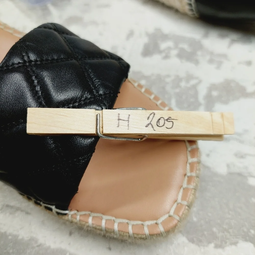 NEW Nordstrom Armen Black Leather Slip On Buckle Ankle Strap Wedge Sandals H205